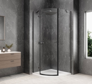 Sapho GLOBE GUN METAL íves zuhanykabin, transzparent üveg