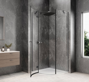 Sapho GLOBE GUN METAL íves zuhanykabin, transzparent üveg