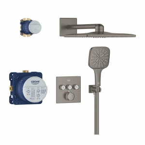 Grohe Grohtherm SmartControl Rejtett brushed hard graphite zuhanyrendszer Rainshower SmartActive 310 Cube fejzuhannyal