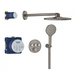 Grohe Grohtherm SmartControl Rejtett Brushed hard graphite zuhanyrendszer Rainshower SmartActive 310 fejzuhannyal