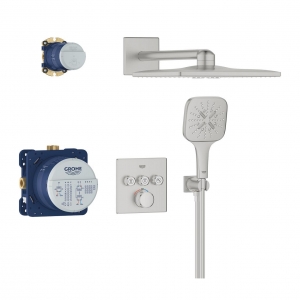 Grohe Grohtherm SmartControl Rejtett supersteel zuhanyrendszer Rainshower SmartActive 310 Cube fejzuhannyal