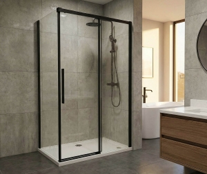 GELCO LUXOR BLACK zuhanykabin tolóajtóval,1200x900mm, jobbos/balos