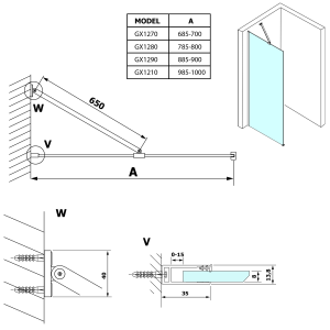 GELCO VARIO Walk-In zuhanyfal, 900x2000mm, transzparent üveg