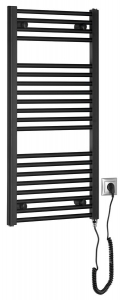 DIRECT-E elektromos fürdőszobai radiátor fűtőpatronnal, egyenes, 450x960mm, 300W, fekete