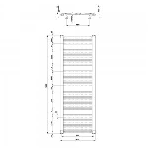 ORBIT Fürdőszobai radiátor, íves, 600x1680mm, 1013W, fehér (ILO66T)