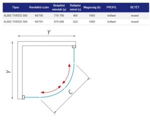 Roltechnik ALBIS TWEED íves zuhanykabin