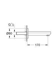 Grohe Eurosmart Cosmopolitan kádkifolyó, 170 mm