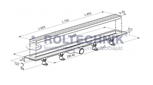 Roltechnik műanyag zuhanyfolyóka, rozsdamentes ráccsal, 45cm-Design_2