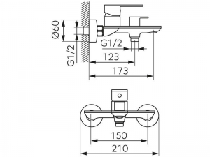 Ferro TALASSA falra szerelhető kádcsaptelep, króm