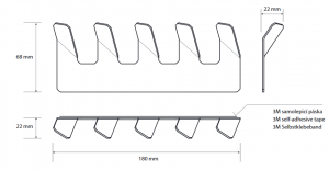 BEMETA NIVA fogas, 180x70x22mm, INOX