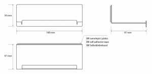 BEMETA NIVA polc, 180x62x97mm, INOX