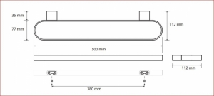 BEMETA ORGANIC fali dupla törölközőtartó, 500x20x110mm, króm