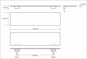 BEMETA ORGANIC fali fémpolc, 600x22x110mm, króm