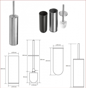 BEMETA NEO álló WC kefetartó, fehér kefe, 95x380x95mm, inox/matt