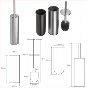 BEMETA NEO álló WC kefetartó, fekete kefe, 95x380x95mm, inox/matt