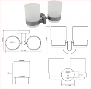 BEMETA NEO Dupla fogkefetartó, 175x118x90mm, inox/matt