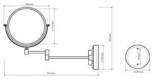 BEMETA NEO Kozmetikai tükör, 184x200x412mm, átm:133mm, inox/matt (106301705)