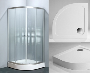 Divus íves zuhanykabin mintás üveggel ,zuhanytálcával + ajándék szifonnal