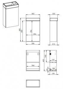AREZZO design MINI 40 1 ajtós Canela tölgy (alsószekrény + mosdó)