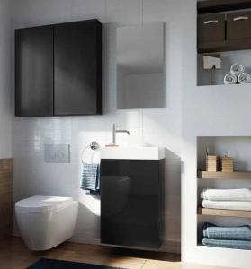 AREZZO design MINI 40 1 ajtós mf fekete (alsószekrény + mosdó)