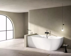 Aquatrend Monaco balos akril aszimmetrikus térkád fehér lefolyóval 170x80