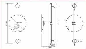BEMETA KOZM.TÜKRÖK Kozmetikai tükör, 200x510x175mm, átm:200mm