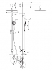 Deante ARNIKA falsík alatti zuhanyszett, titanium
