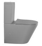 PACO RIMLESS monoblokkos WC, MATT SZÜRKE, alsó/hátsó kifolyású, ülőke nélkül, 38x64cm, duálgombos öblítőmechanikával,