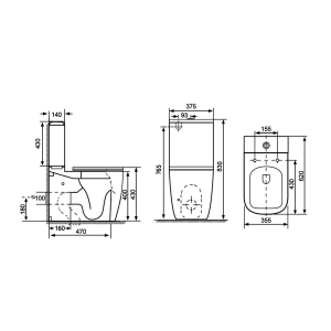 IMALA VORTEX RIMLESS monoblokkos WC, alsó/hátsó kifolyású, ülőke nélkül