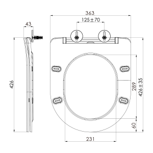 PACO SLIM Soft Close WC-ülőke, Easy take, matt szürke
