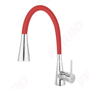 Ferro ZUMBA II mosogató csaptelep, flexibilis csővel, piros