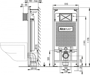 AlcaPlast AM101/1120 SÁDROMODUL falsík alatti wc tartály