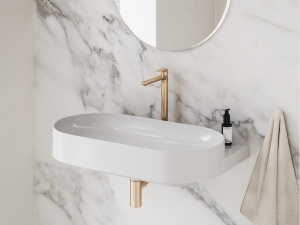 ELEGANTA 335 MM ÁLLÓ MOSDÓCSAPTELEP,BeCool funkcióval.  LEERESZTŐ NÉLKÜL, Rose Gold Brushed