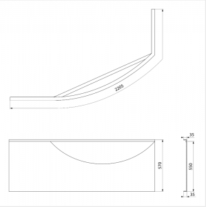 POLYSAN MAMBA 160 L sarok előlap, balos, 57cm (27312)