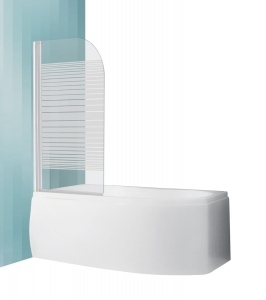Sanipro Screen kádparaván fehér profillal átlátszó mintás üveggel