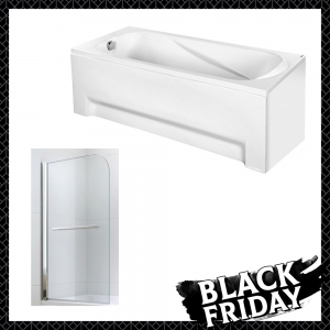 M-Acryl Sortiment egyenes kád 150x75 + Balneum Royal 70 kádparaván Black Friday csomag