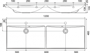 Ravak FLAT  DUO 1200 dupla mosdó