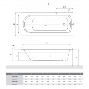 Roltechnik Vanessa Neo egyenes akril kád. Akciós! Kiállított Darab!