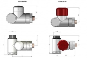 AREZZO design VARIOPEX/INTEGRA radiátor szelep fekete, jobb AR-VARIOPEX-B-R