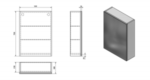 AQUALINE VEGA tükrösszekrény, 50x70x18cm, platinatölgy (VG850)