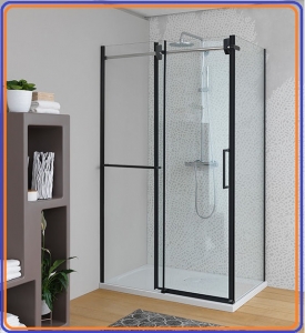Kolpa San, Virgo UNI TK felső sínes tolóajtós, szögletes zuhanykabin fekete vagy ezüst profillal