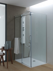 Kolpa San, Virgo UNI TK felső sínes tolóajtós, szögletes zuhanykabin fekete vagy ezüst profillal