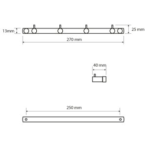 BEMETA DARK Fogas, 270x25x40mm, fekete (104606100)