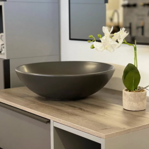 CeraStyle ZERO - PULTRA ültethető - Top Counter - porcelán mosdó- O - MATT FEKETE - O- 46 cm