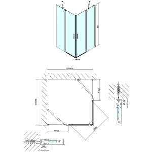 POLYSAN ZOOM LINE BLACK szögletes zuhanykabin, 900x900 mm, transzparent, fekete