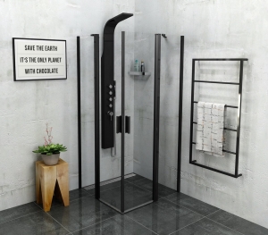 POLYSAN ZOOM LINE BLACK szögletes zuhanykabin, 900x900 mm, transzparent, fekete