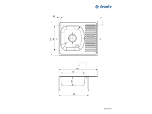 Deante Techno acélmosogató, 1 medence, rövid csepegtető