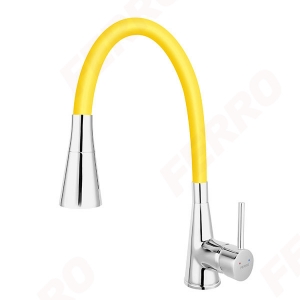 Ferro ZUMBA II mosogató csaptelep, flexibilis csővel, sárga