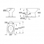 Grohe Bau Ceramic perem nélküli álló WC alsó kifolyású