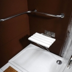 BEMETA HELP Lehajtható zuhany ülőke támasztékkal, 462x120x450mm, polírozott (301102181) (XH001)